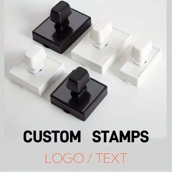 Custom Business Rubber Stamp, Large Size 11 x 8 cm, Personalised Logo Design, Black and White, ABS Material